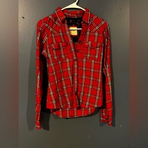 Hollister Red Plaid Button Down Shirt